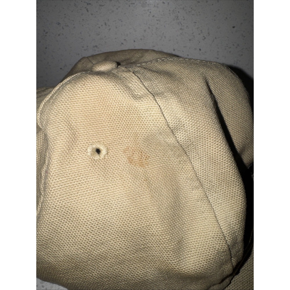 Vintage 90s Mossimo Embroidered Script Logo Canvas Baseball Cap Hat Beige Blue - Picture 6 of 11